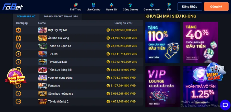 Trò chơi nổ hũ và slot game tại sumvip club apk